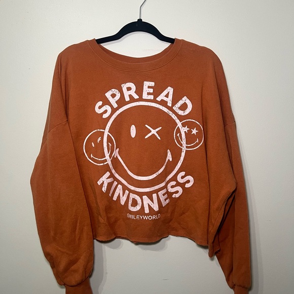 smiley world Tops - Women's Orange Spread Kindness Sweater